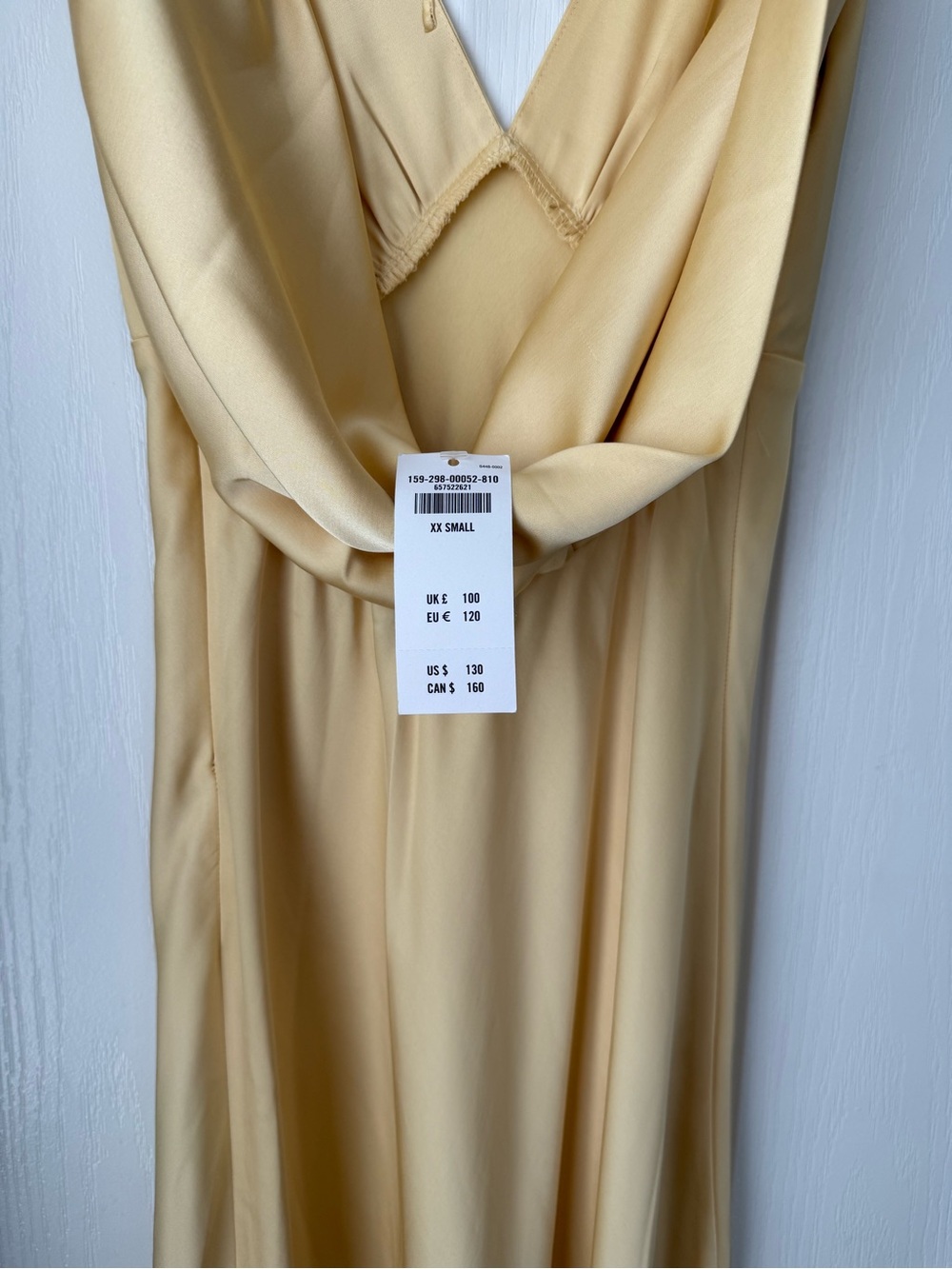 Abercrombie & Fitch Pale Yellow V‑Neck Satin Maxi Dress - Picture 3 of 3